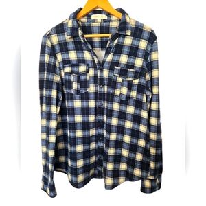Eden & Olivia Navy and White Plaid Shirt Size M